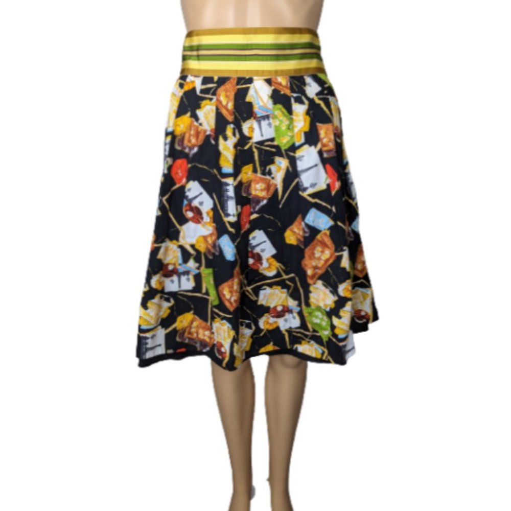 Diane von Furstenberg Caranita Paris Themed Printed Pleated Skirt 12